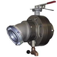 butterfly valve with level handle and storz elbow